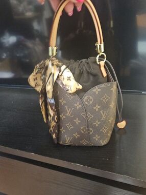 Monogram Small Bucket Bag in Brown